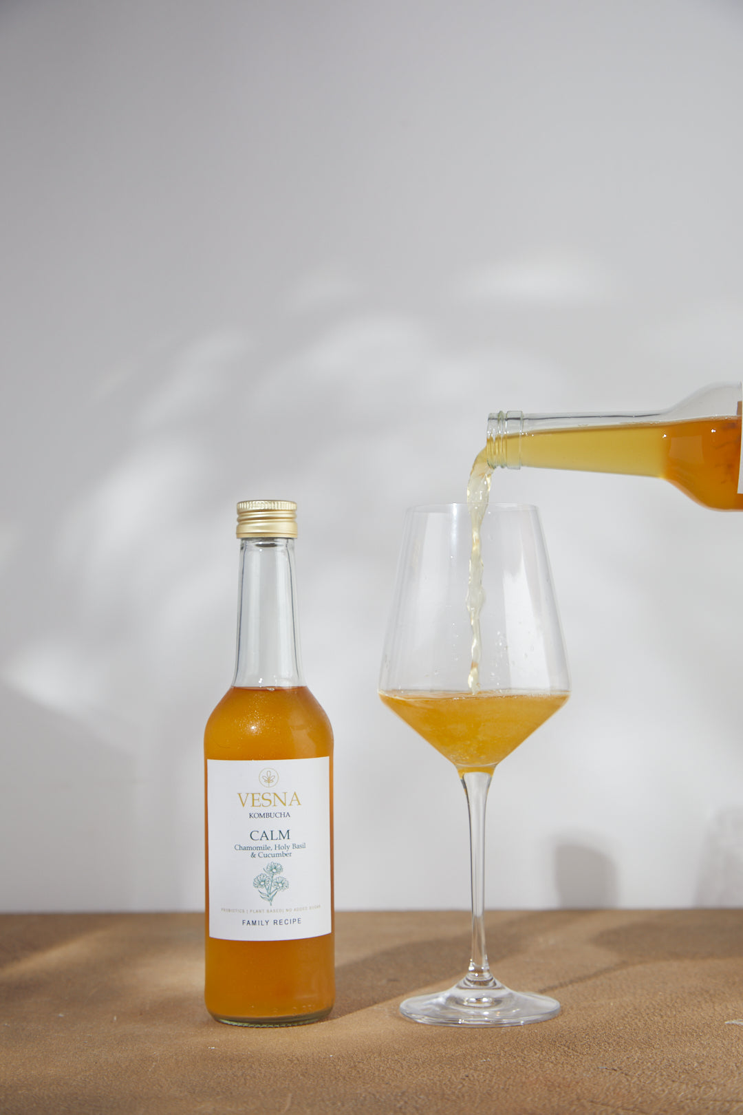 Calm kombucha 330ml — chamomile, holy basil and cucumber, small batch craft UK