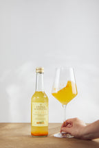 Solara limited edition sea buckthorn kombucha bottle with orange peel, chamomile and cardamom